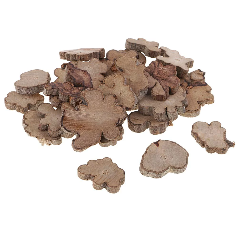 30 Bulk Natural Wood Cutouts Wooden Circles Slices Craft Supplies