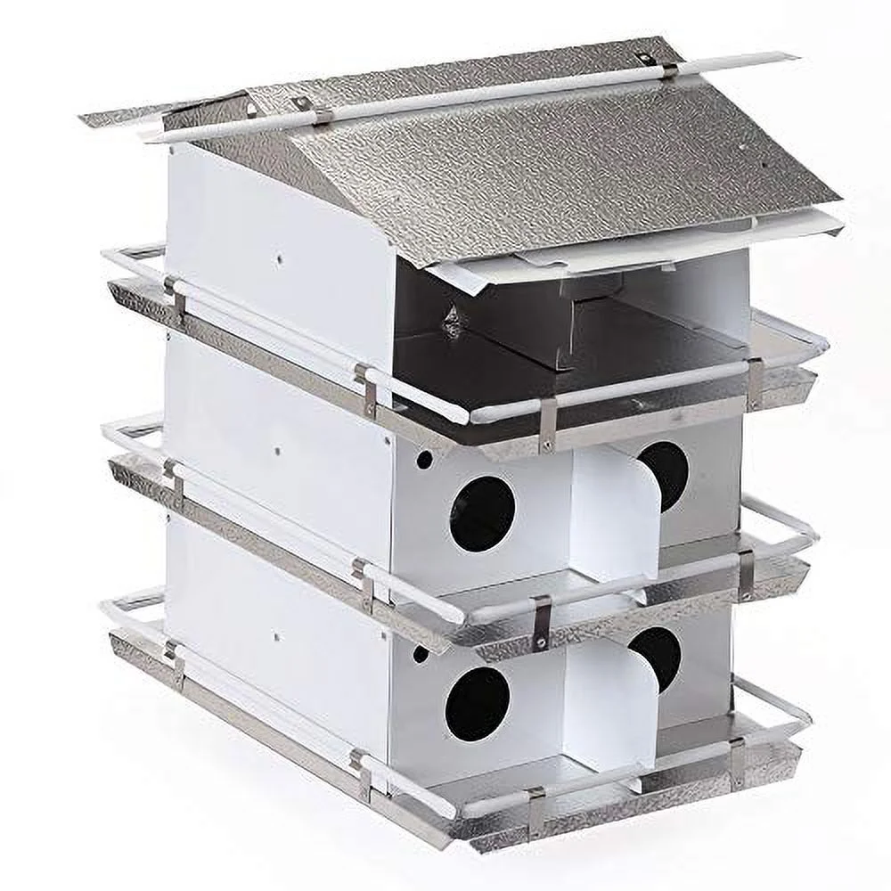 Birds Choice PMC12 Coates Purple Martin House 3 Floor/12 Room, Bird House, Medium, White/Grey