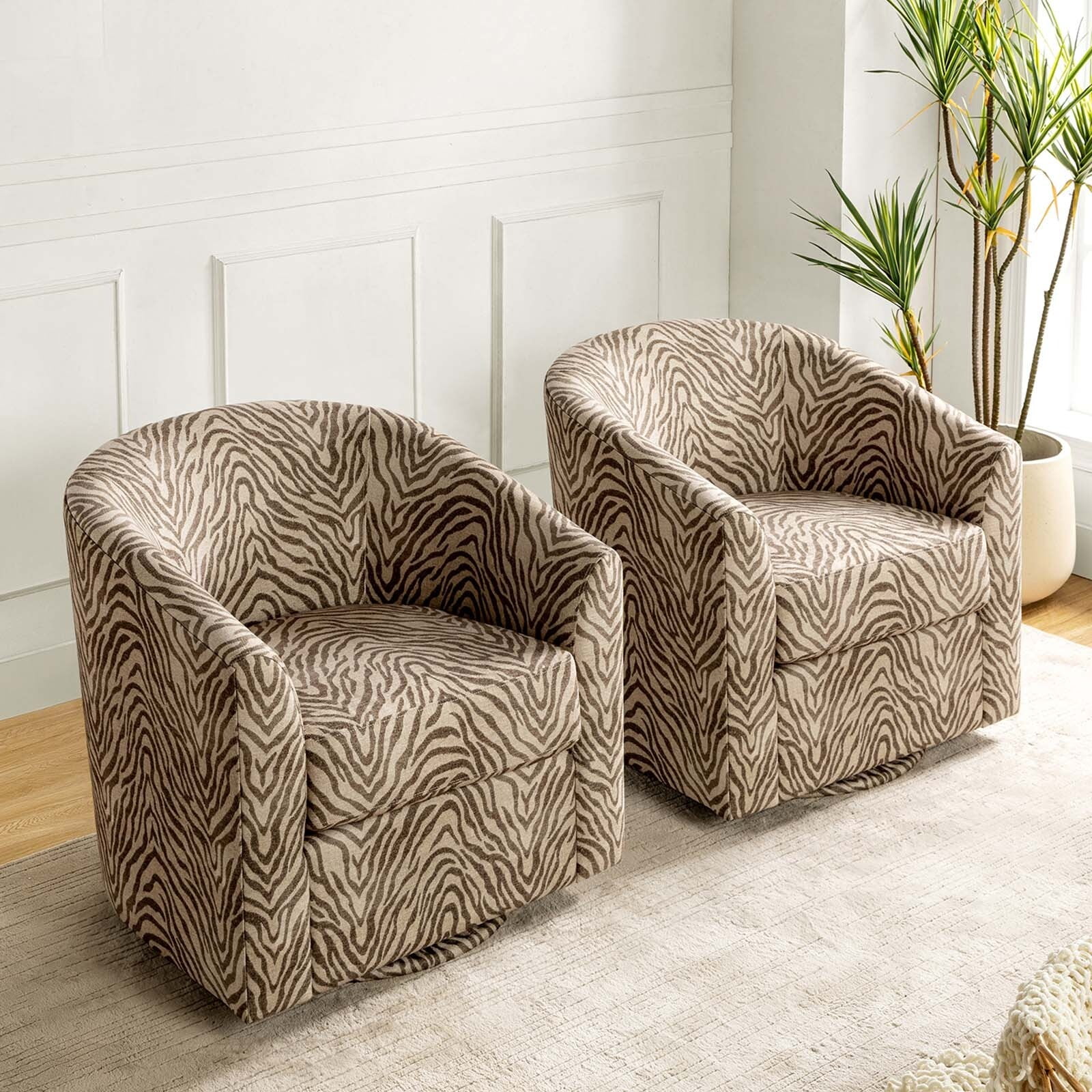 ART OF LIVING DESIGNS,INC Cuenca Modern Upholstered Barrel Chair with Swivel Base Set of 2 Taupe