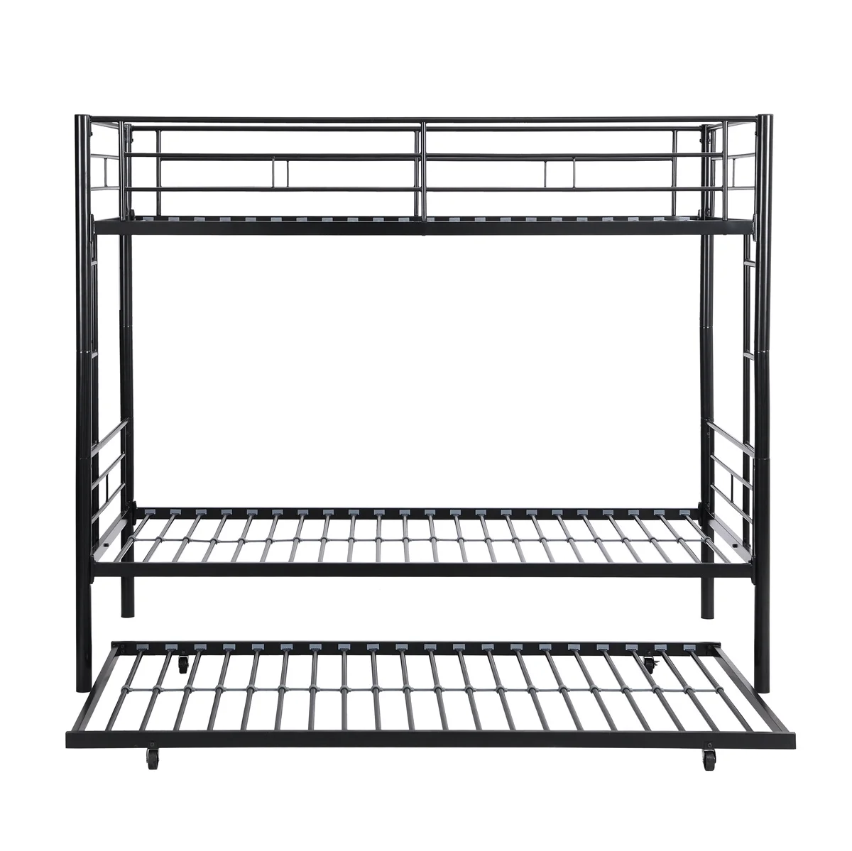 Twin-Over-Full Metal Bunk Bed with Ladder and Guardrails, Easy Assembly, White
