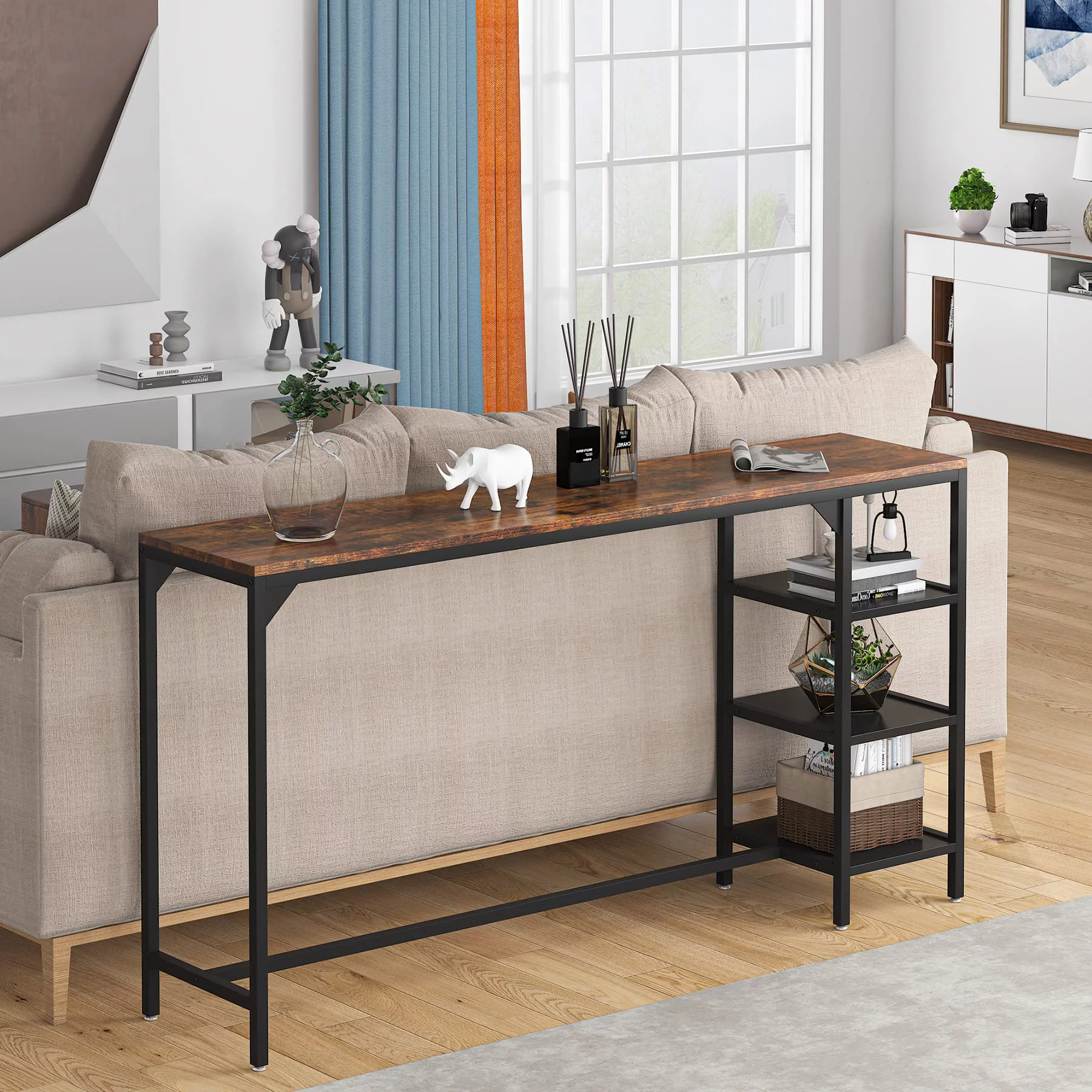 70.8 Inch Long Sofa Table, Narrow Console Table Skinny Entry Table for Corridor Hallway Living Room