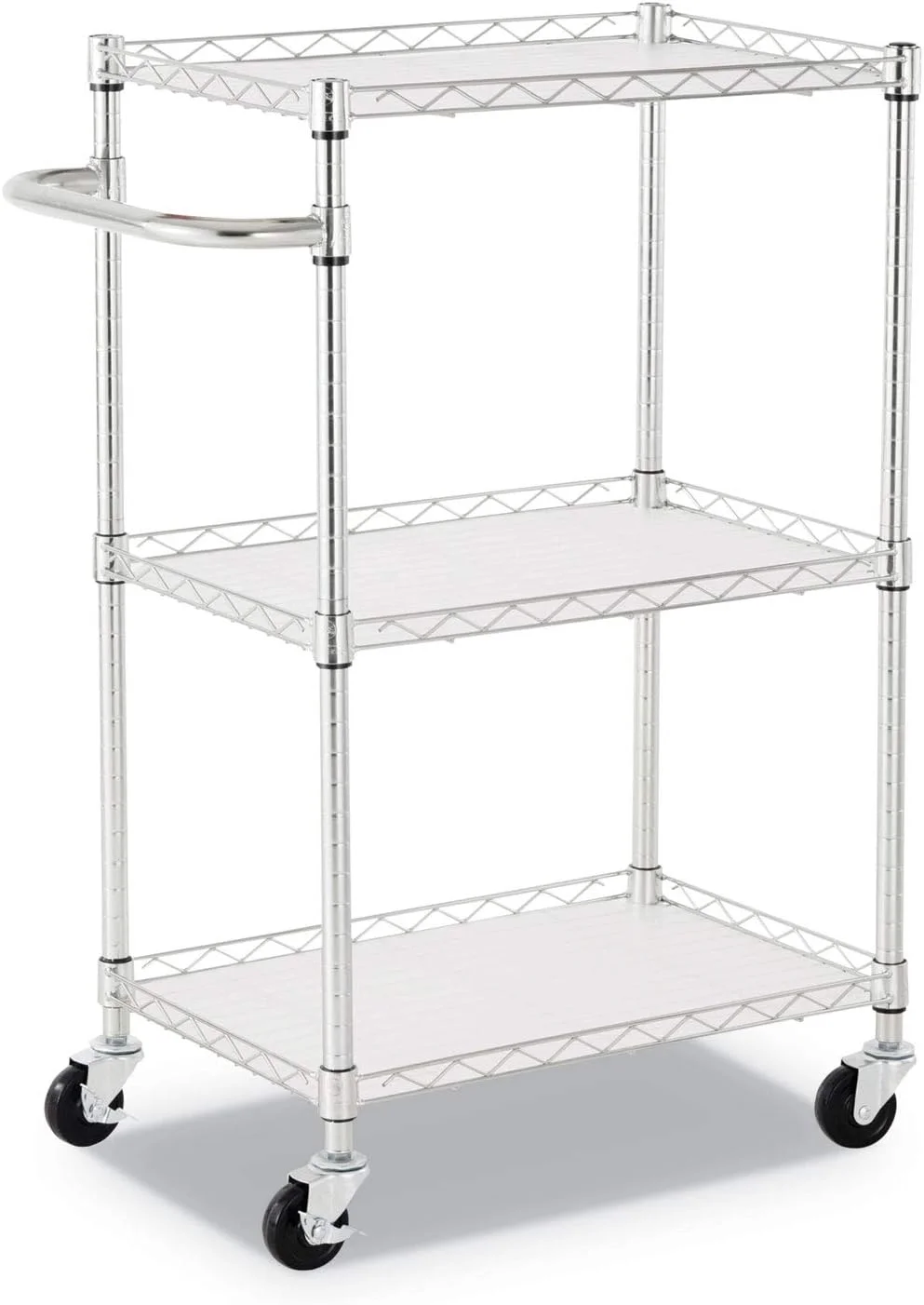 ALESW322416SR 24 In. X 16 In. X 39 In. 450 Lbs. Capacity 3-Shelf Wire Cart With Liners - Silver