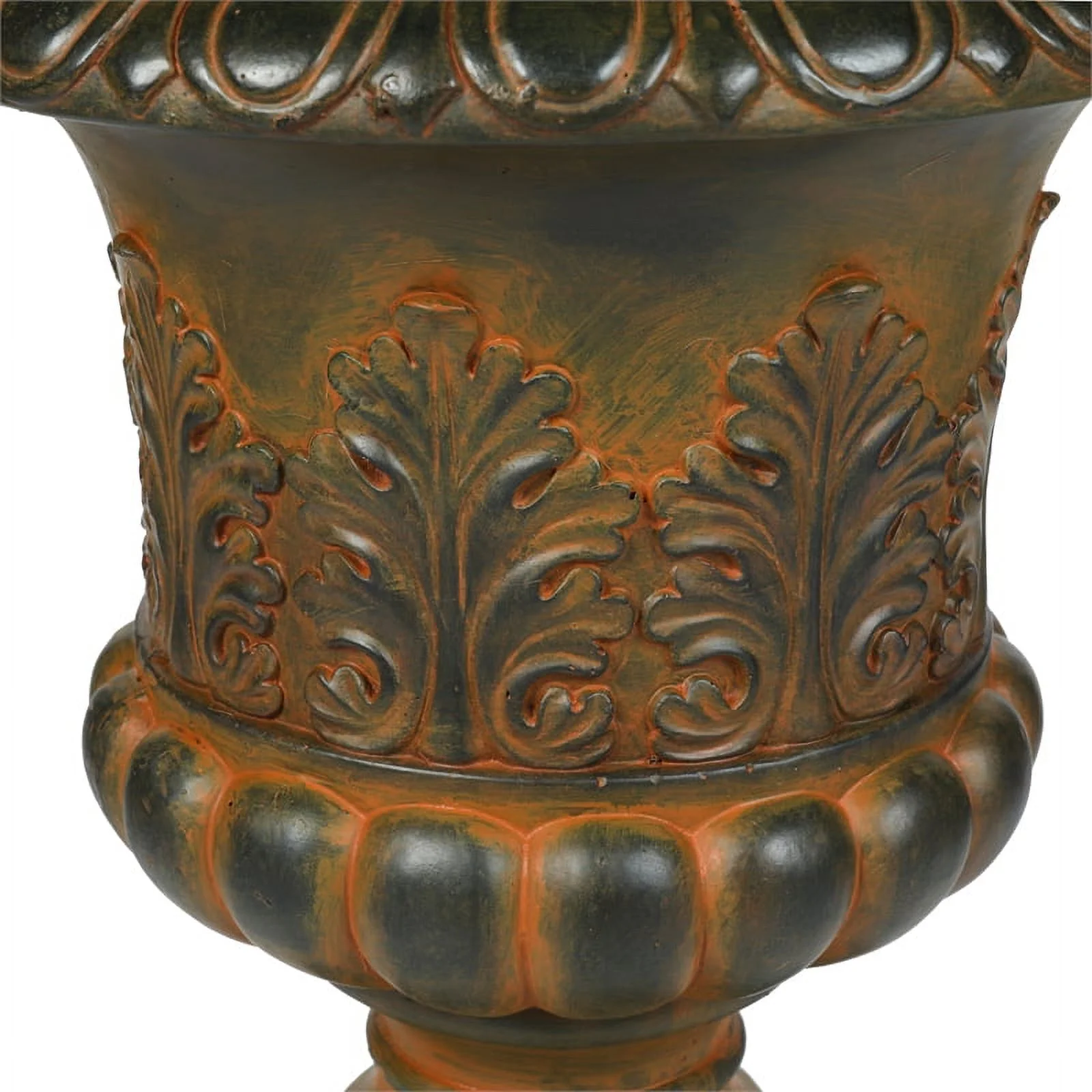 LuxenHome Set of 2 Weathered Orange/Brown MgO Urn Planter