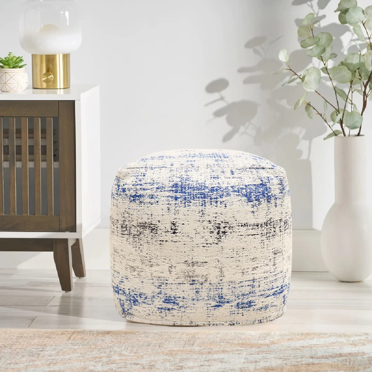 Pasargad Home Grandcanyon Distressed Cotton Pouf