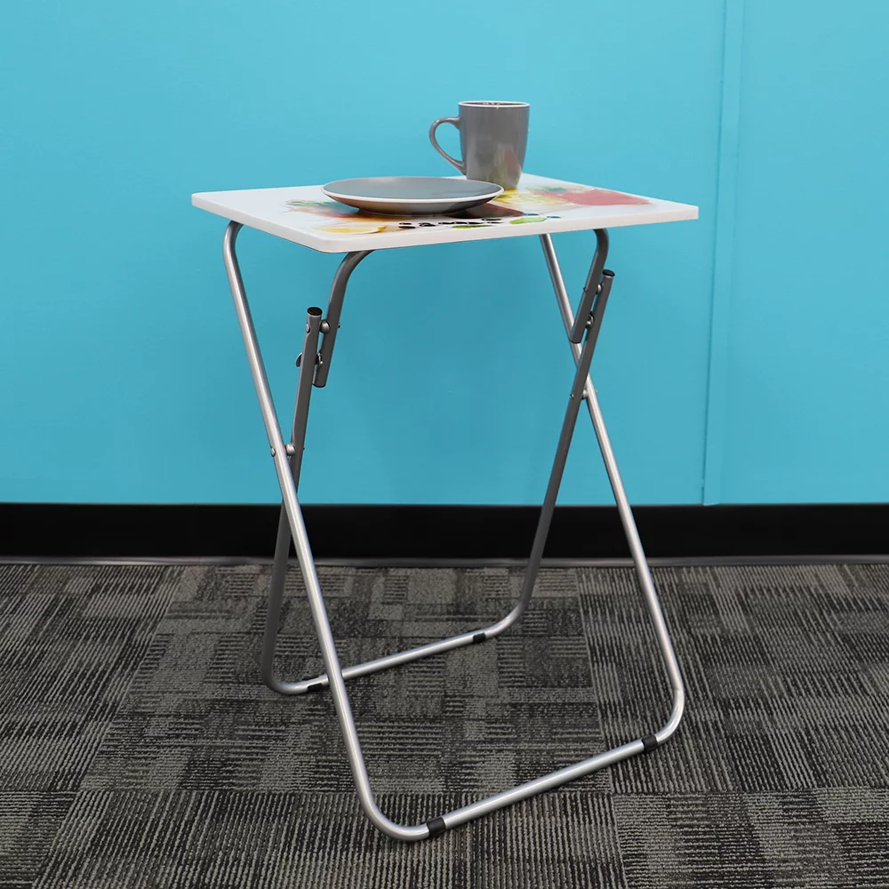 Home Basics Cocktails Multi-Purpose Foldable TV Tray Table, White