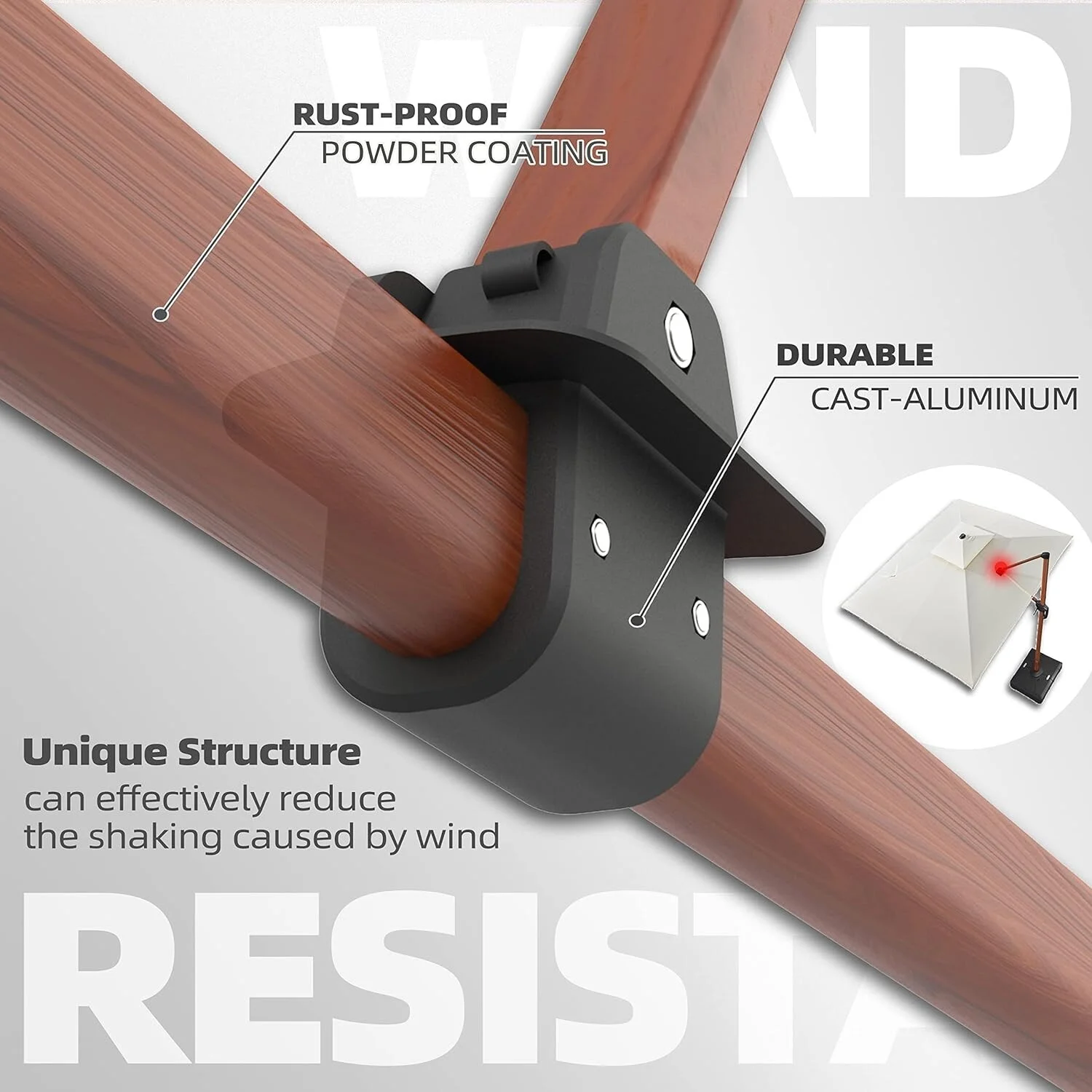 PURPLE LEAF  9 x 12ft Rectangle Wood Pattern Patio Cantilever Umbrella with Base Beige