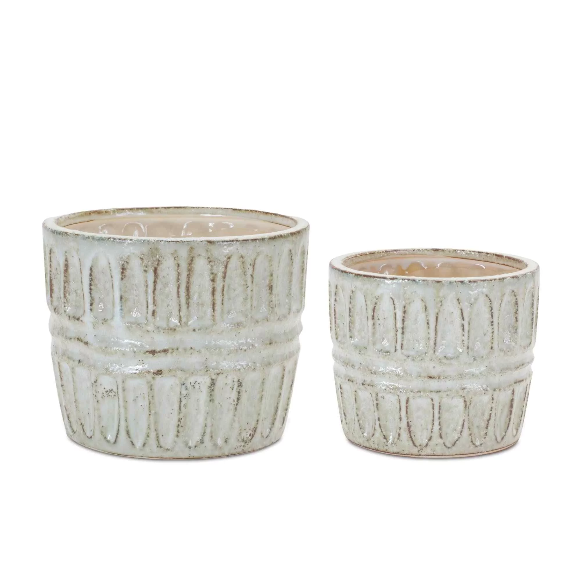 Melrose International Distressed Clay Planter (Set of 2)