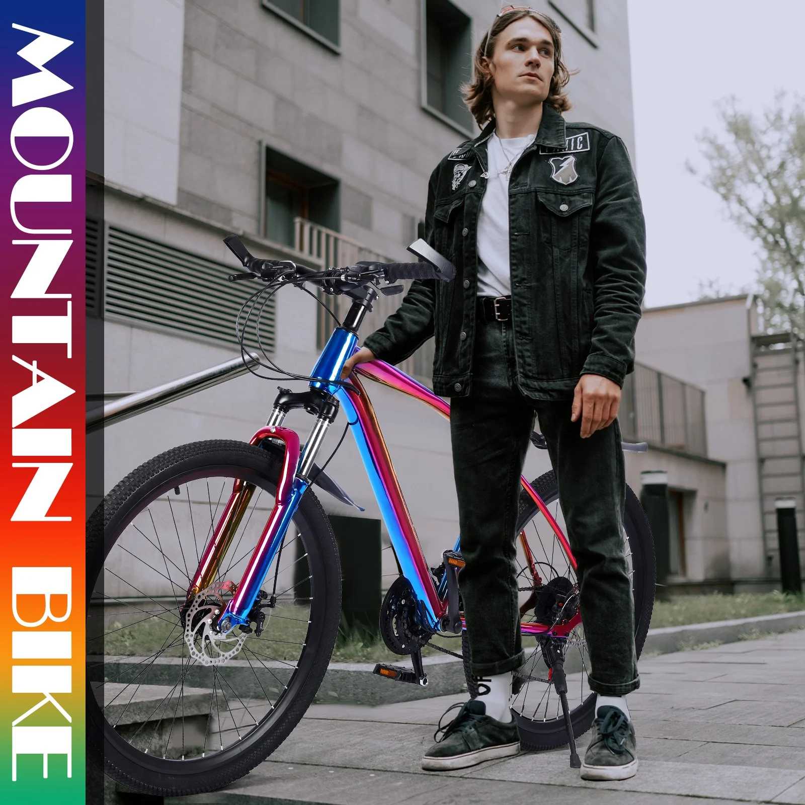 Wlmcg 27.5 Inch Mountain Bike With 21 Speed Dual Disc Brakes Full Suspension Non-slip