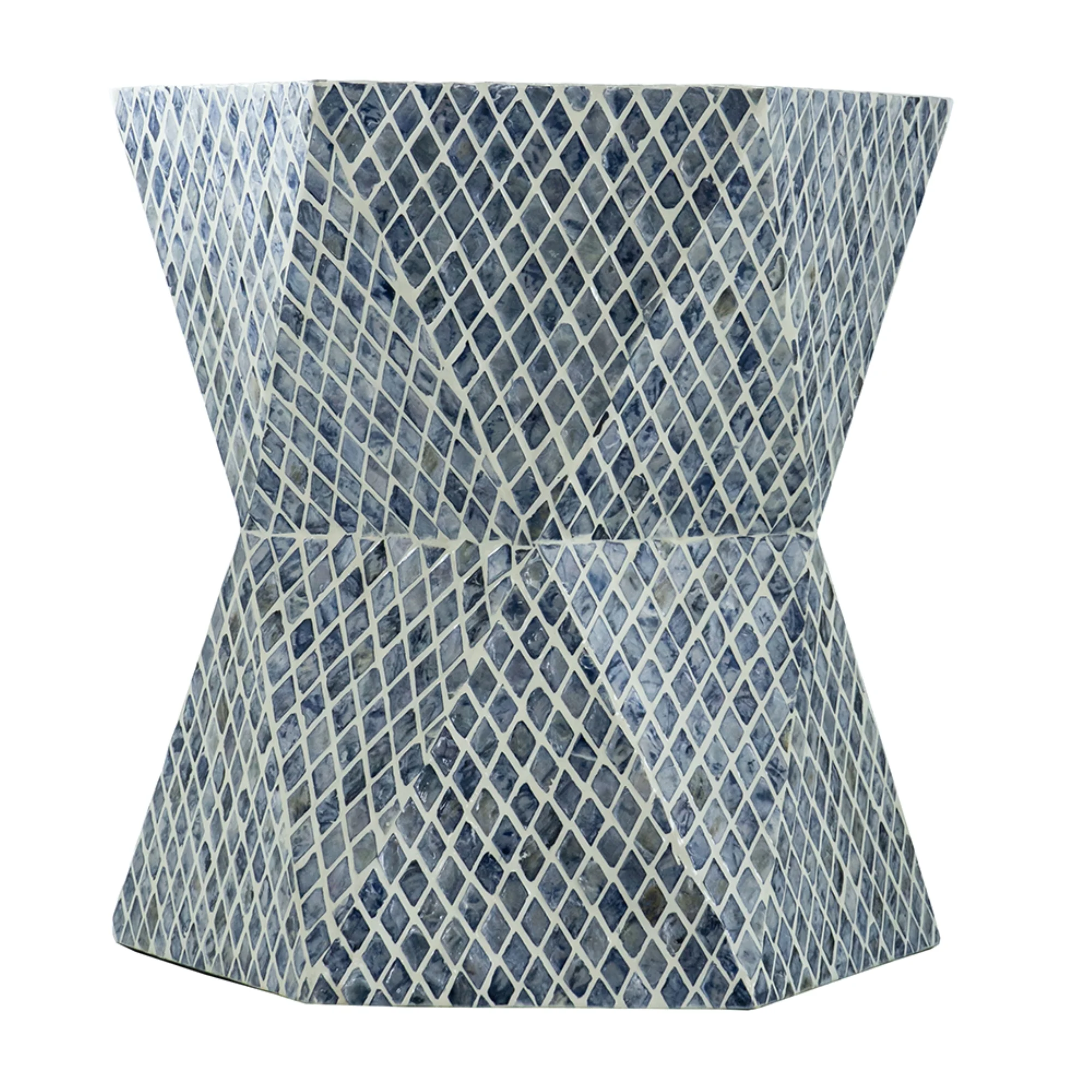 CC Home Furnishings Geometric Capiz Shell Inlay Accent Stool - 19.75