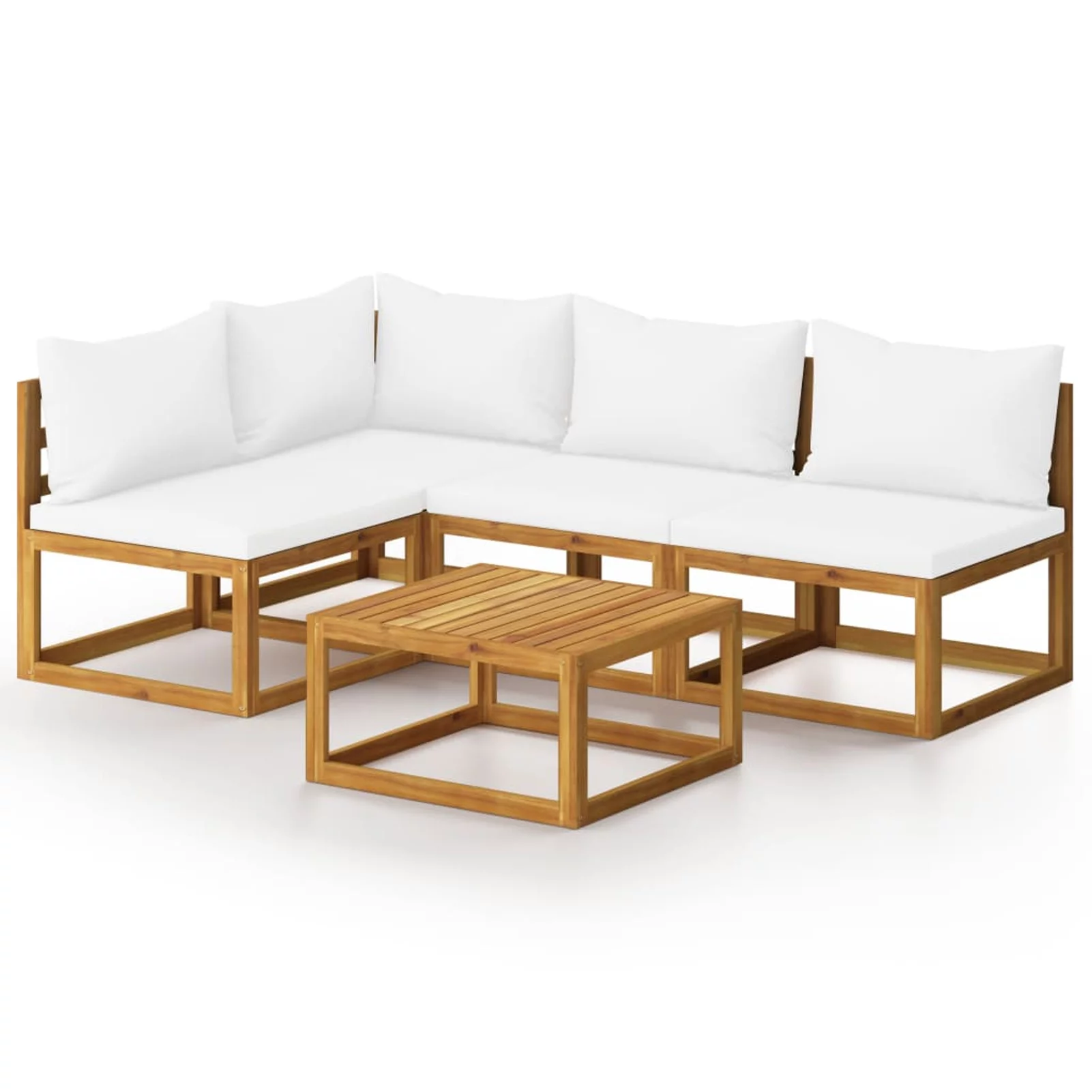 Walmeck 5 Piece Patio Set with Cushion Solid Acacia Wood