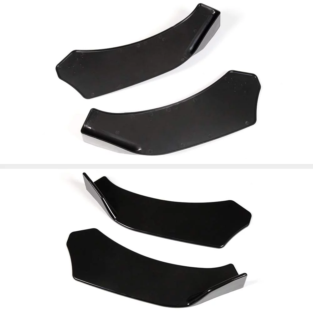 PIT66 Universal Front Bumper Lip 02ESW0005-6-7 (3 Pcs- Sharp Edge Gloss Black)