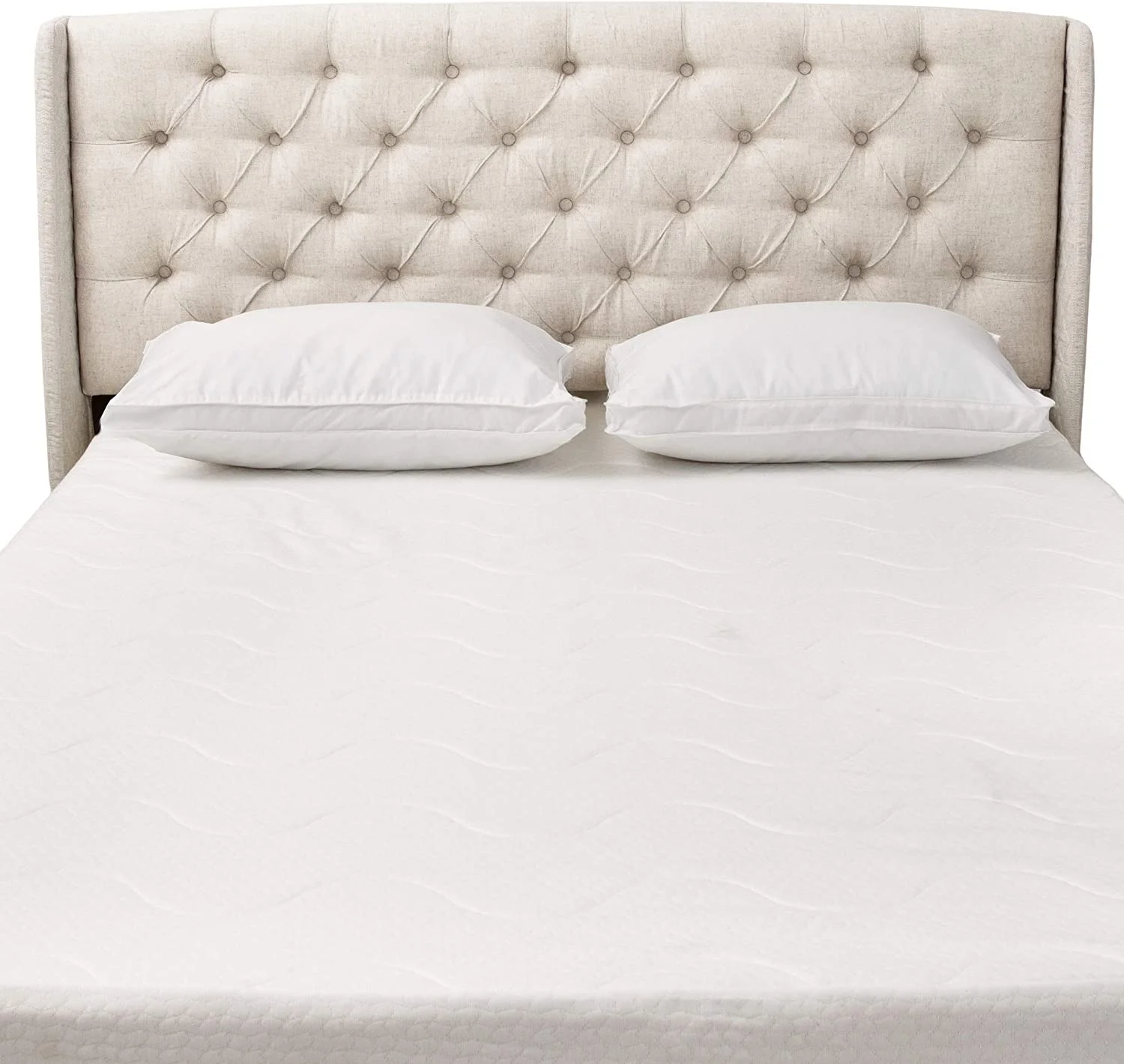 HYUN Lidia Tufted Fabric Headboard, Queen / Full, Eggshell