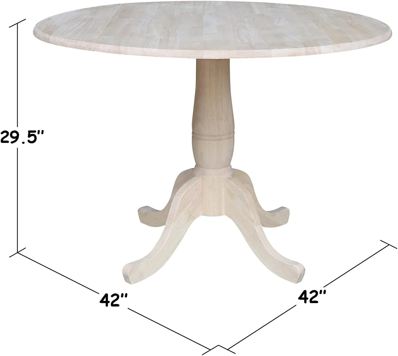 Round Dual Drop Leaf Pedestal Table-29.5