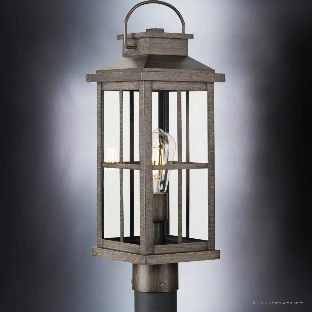 Luxury Transitional Post Light, 20.25H x 7W, with Craftsman Style, Aged Pewter, UHP1297 by Urban Ambiance