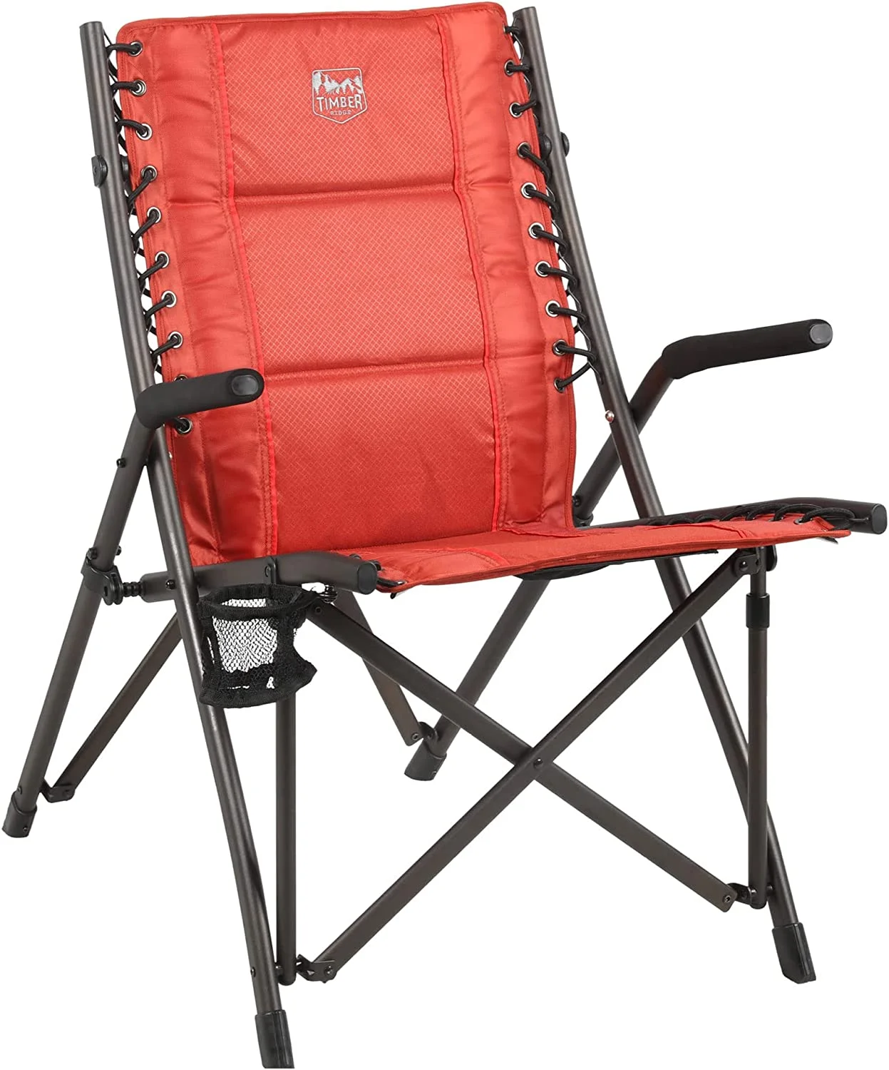 YANRUI Heavy Duty Collapsible Padded Armrests Cup Holder Foldable Outdoor Lounge Chairs for Beach, Fishing, Lawn, 22.24