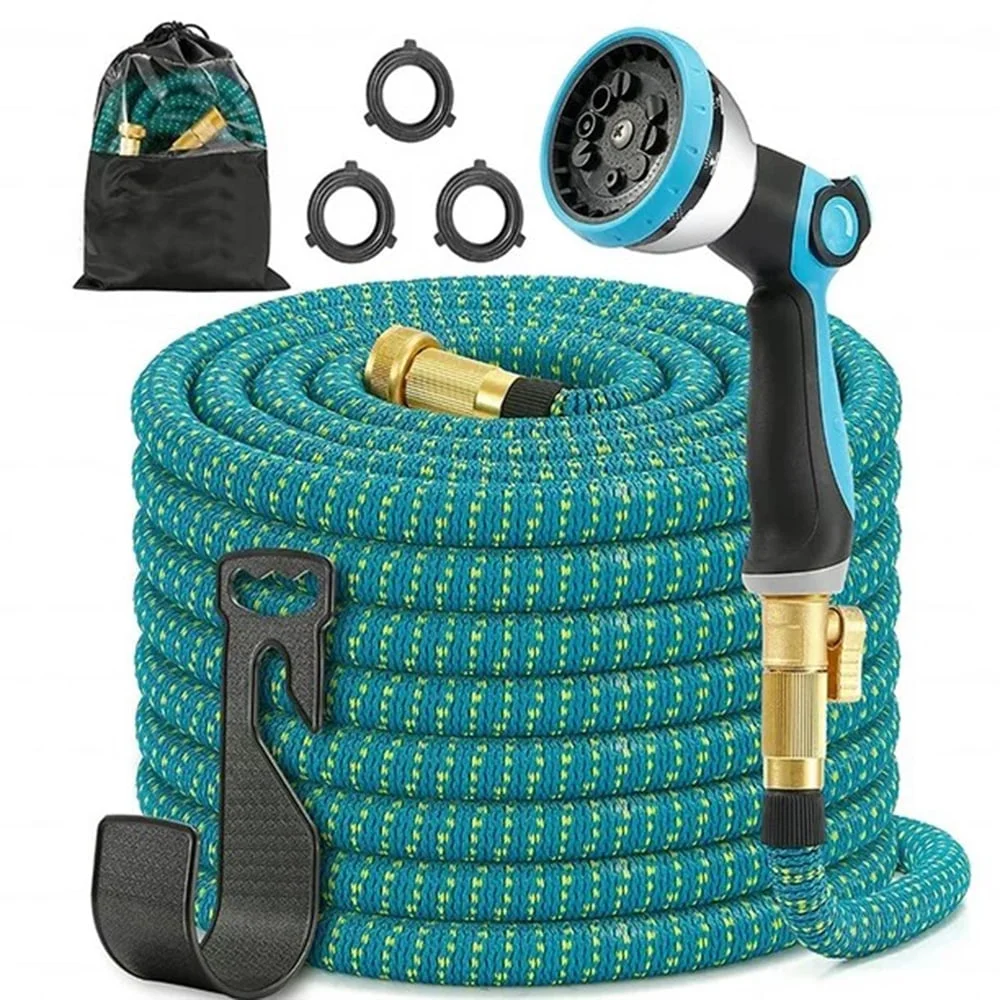 Expandable Garden Hose 100ft, Water Hose Sprayer for outsides w/ High Pressure Hose Nozzle - Blue