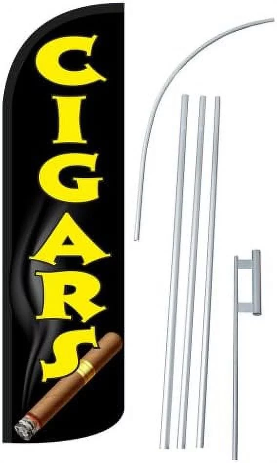 12-foot super swooper feather flag with heavy-duty 15-foot pole and ground spike