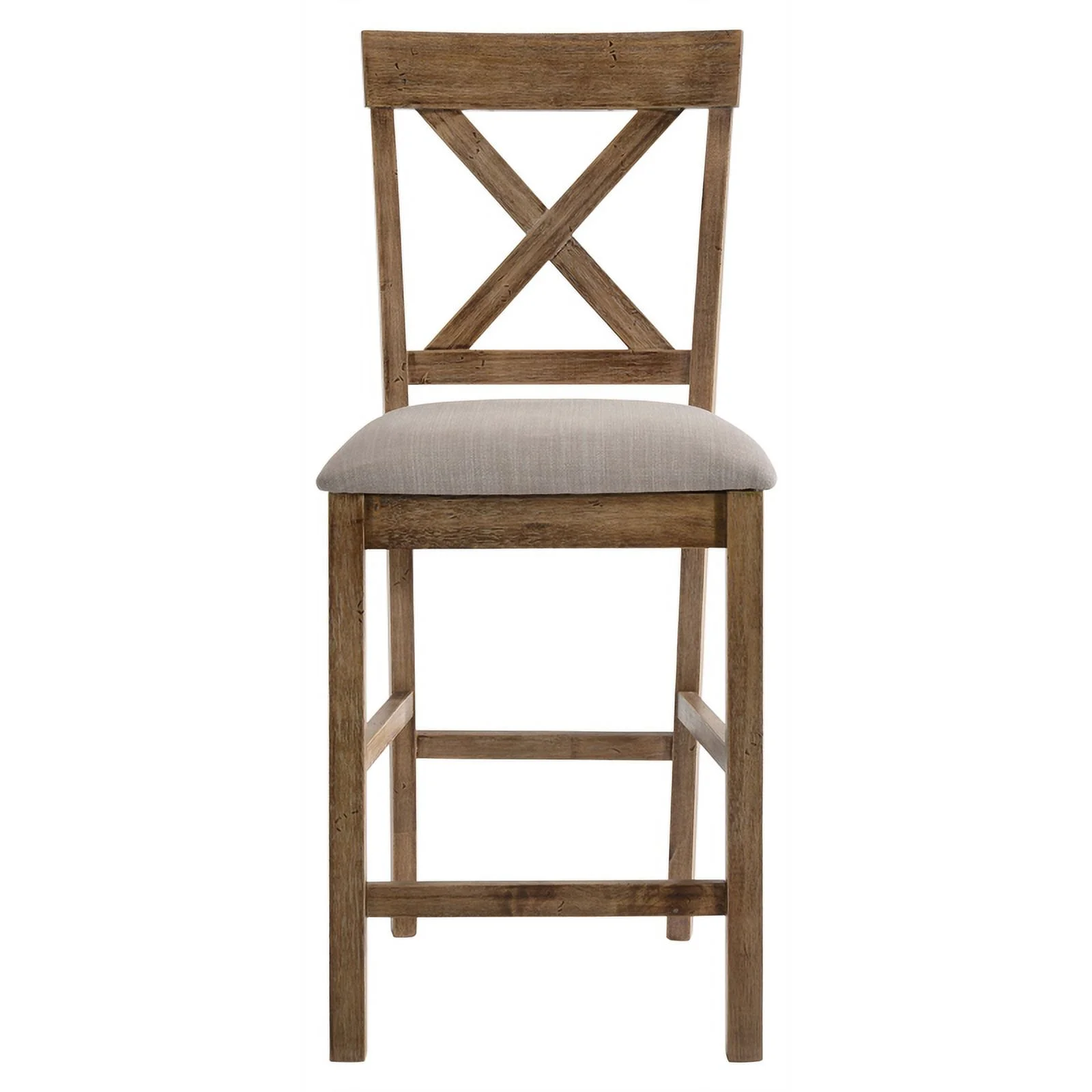 Pemberly Row Counter Height Chair in Tan Linen and Weathered Oak (Set of 2)