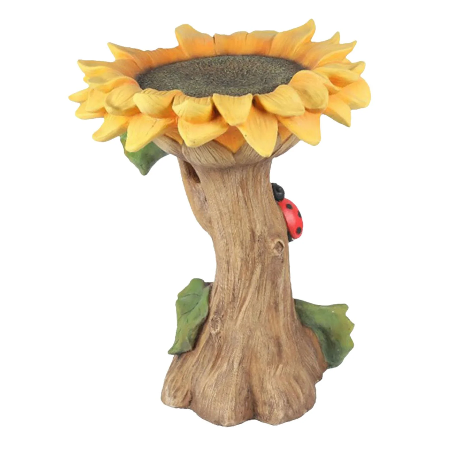 Gazechimp Garden Bird Bath Bowl Yard Backyard Sculpture Resin Statue Figurine Resin Feeder Flower 16x16x26cm