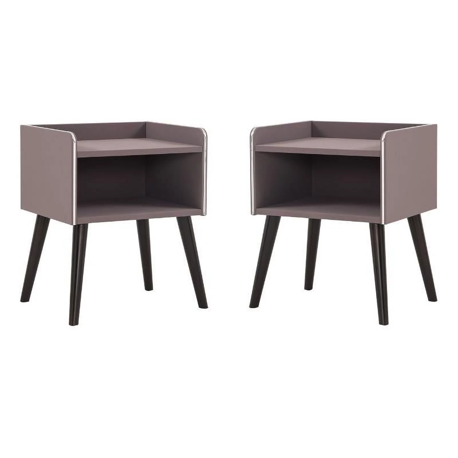 Home Square Open Storage Wood Nightstand in Gray and Purple - Set of 2