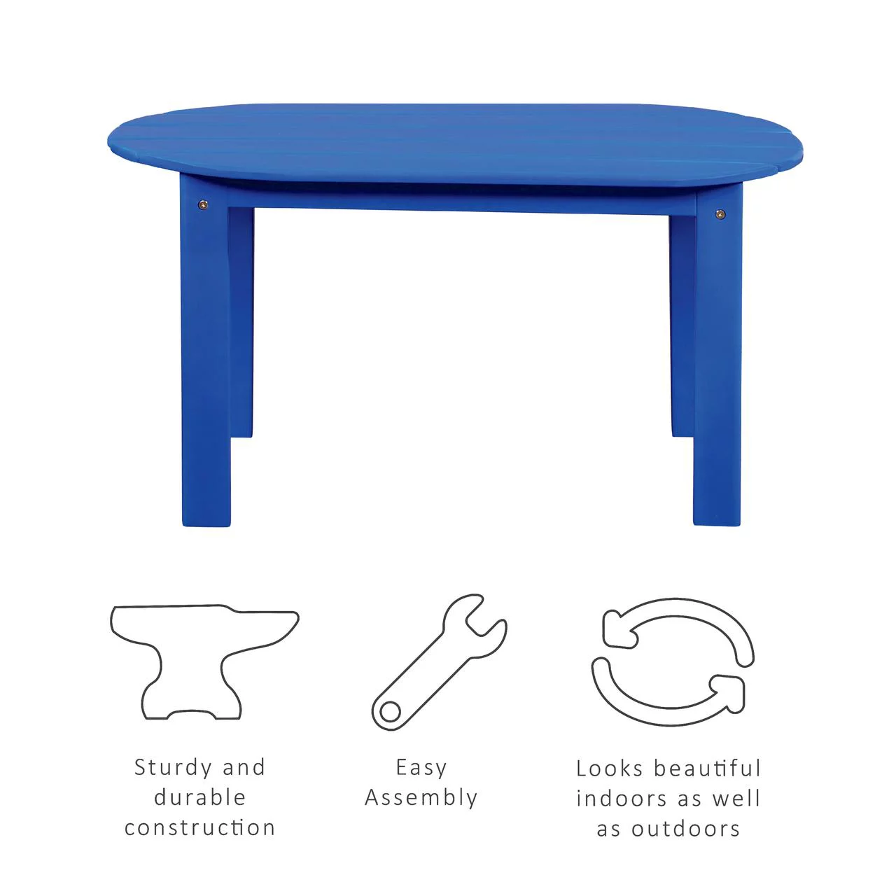 Linon Adirondack Mid-Century Oval Coffee Table, Blue