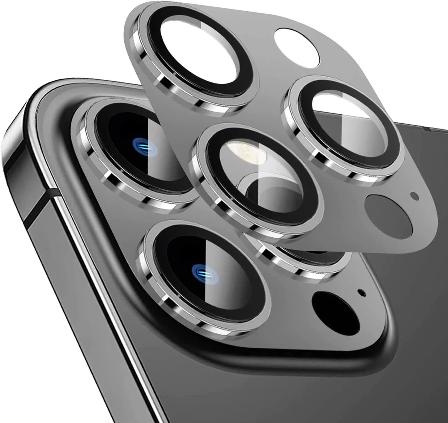 Original Series Metal Camera Lens Protector for iPhone 13 Pro Max / 13 Pro 3D Metal Plus 9H Tempered Glass Anti Scratch Decorative Camera Cover Series Attachments Phone Accessories Black