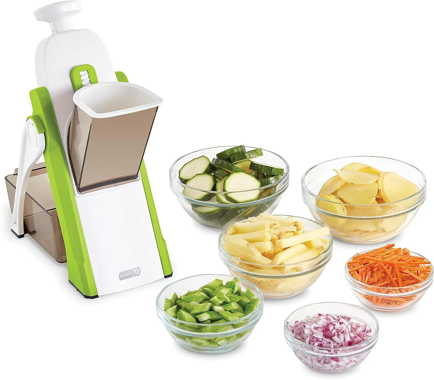 Dash Safe Slice Mandoline Slicer, Dicer for Vegetables with Thickness Adjuster -Green