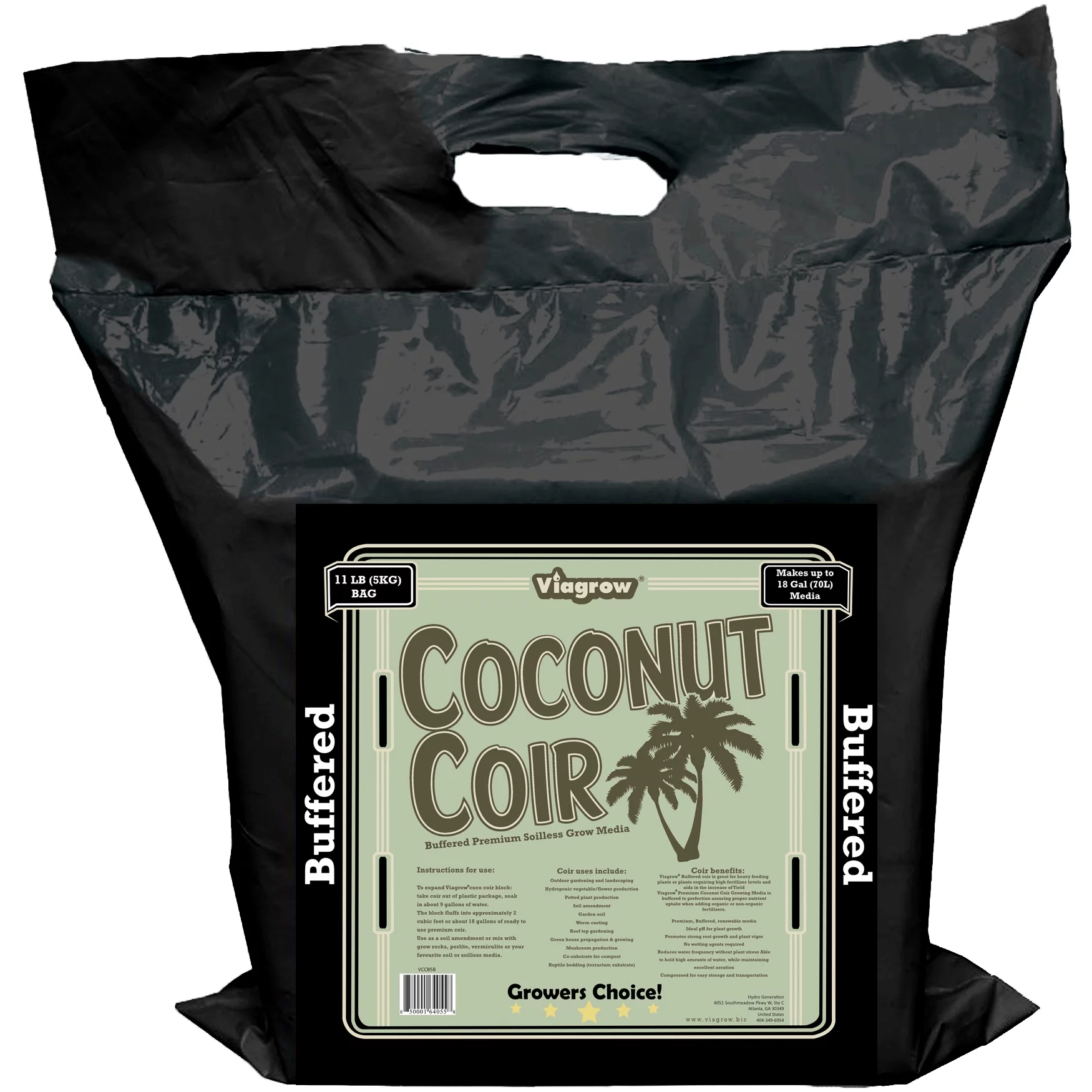 2 cu. ft. Coco Coir Compressed Premium Plant Growing Media 5 kg./11 lbs./72 Qt./18 Gal.