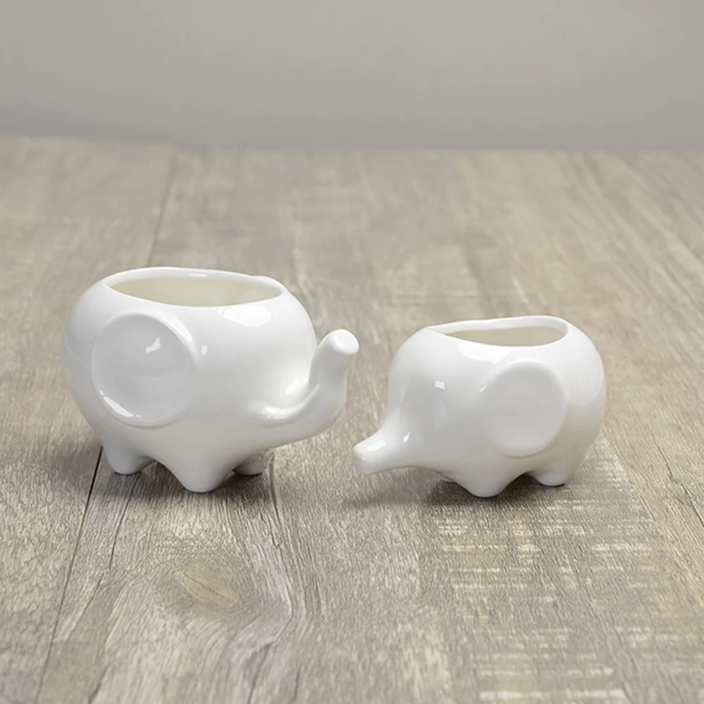 2 Pcs Flower Container Small Pots for Plants Cute Succulent Planter Mini Elephant