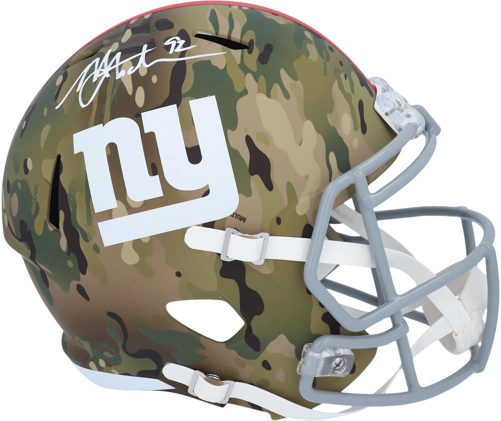 Michael Strahan New York Giants Autographed Riddell Camo Alternate Speed Replica Helmet - Fanatics Authentic Certified