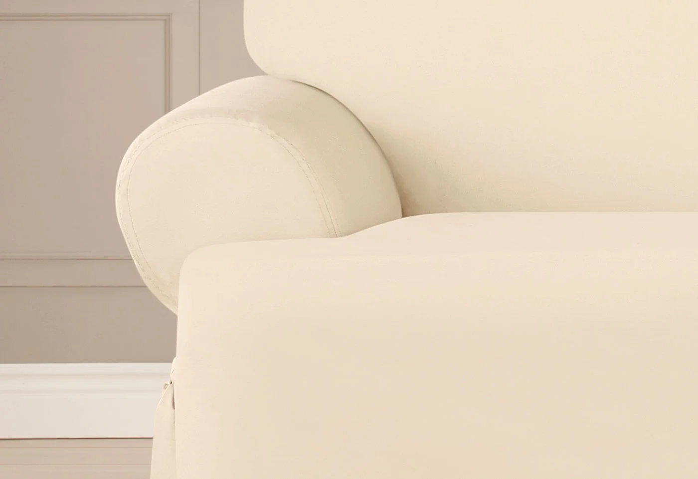 SureFit  Duck 1 Piece T Cushion Loveseat Slipcover Natural