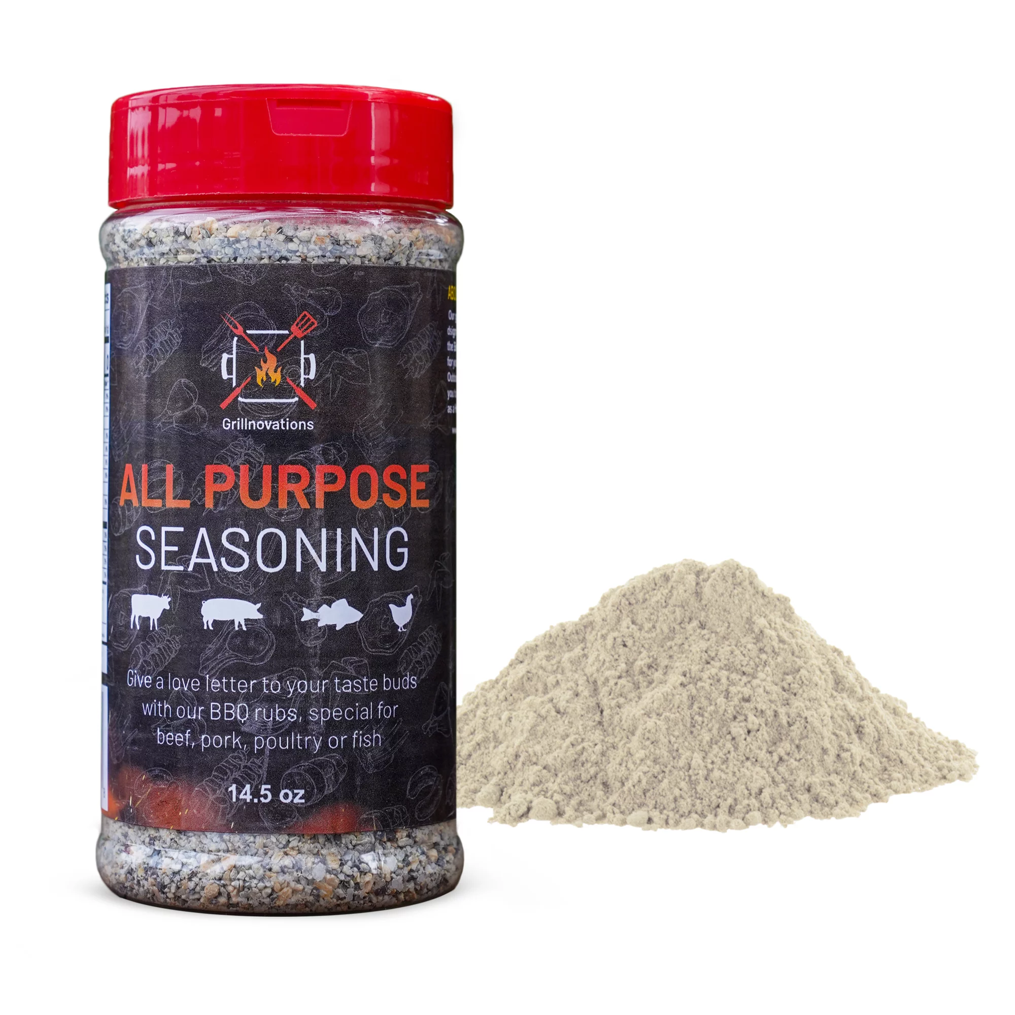 All Purpose Seasoning Rub by Grillnovations. BBQ Rubs with Herbs, Spices & Seasonings. For Cooking Meat, Ribs, Briskets, Pork & Chicken