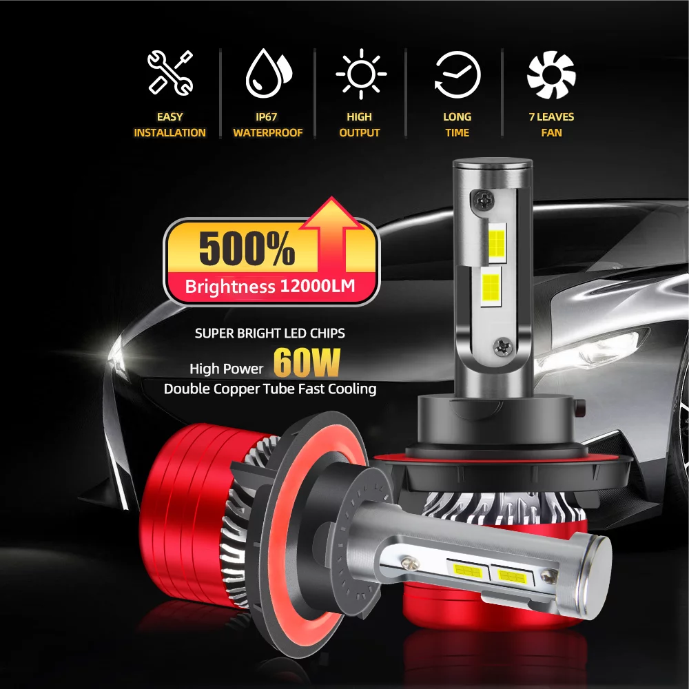 For 2011-2015 Chevy Cruze LED Headlight Bulbs High Low Beam 12000LM 6000K White 2pcs