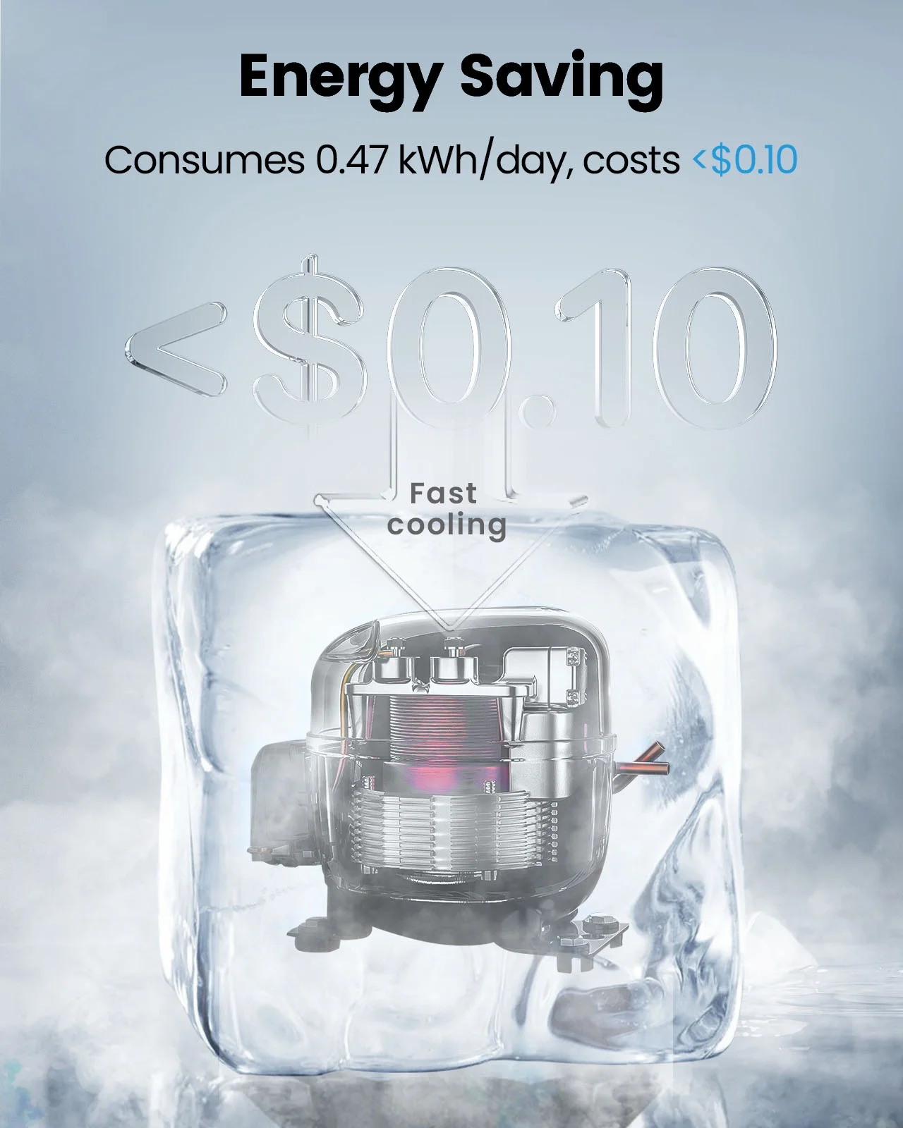 Bodare 3.2 Cubic Feet Freestanding Mini Fridge with Freezer