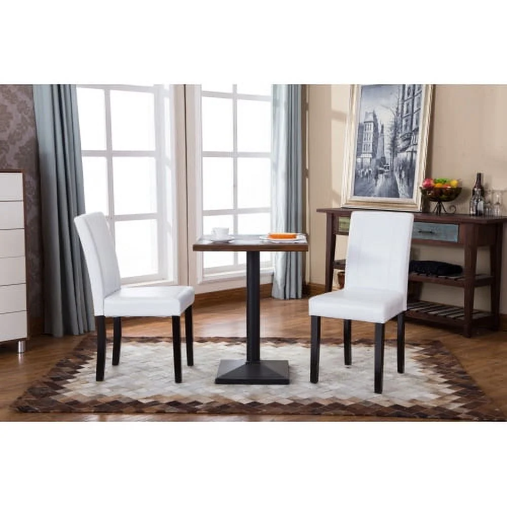 Urban Style Solid Wood Leatherette Padded Parson Chair, White, Set of 2