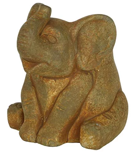 Classic Home and Garden Cement Buddies Indoor or Outdoor Planter with Drainage Hole, Elephant, Small, Rust Brown, 6.5in