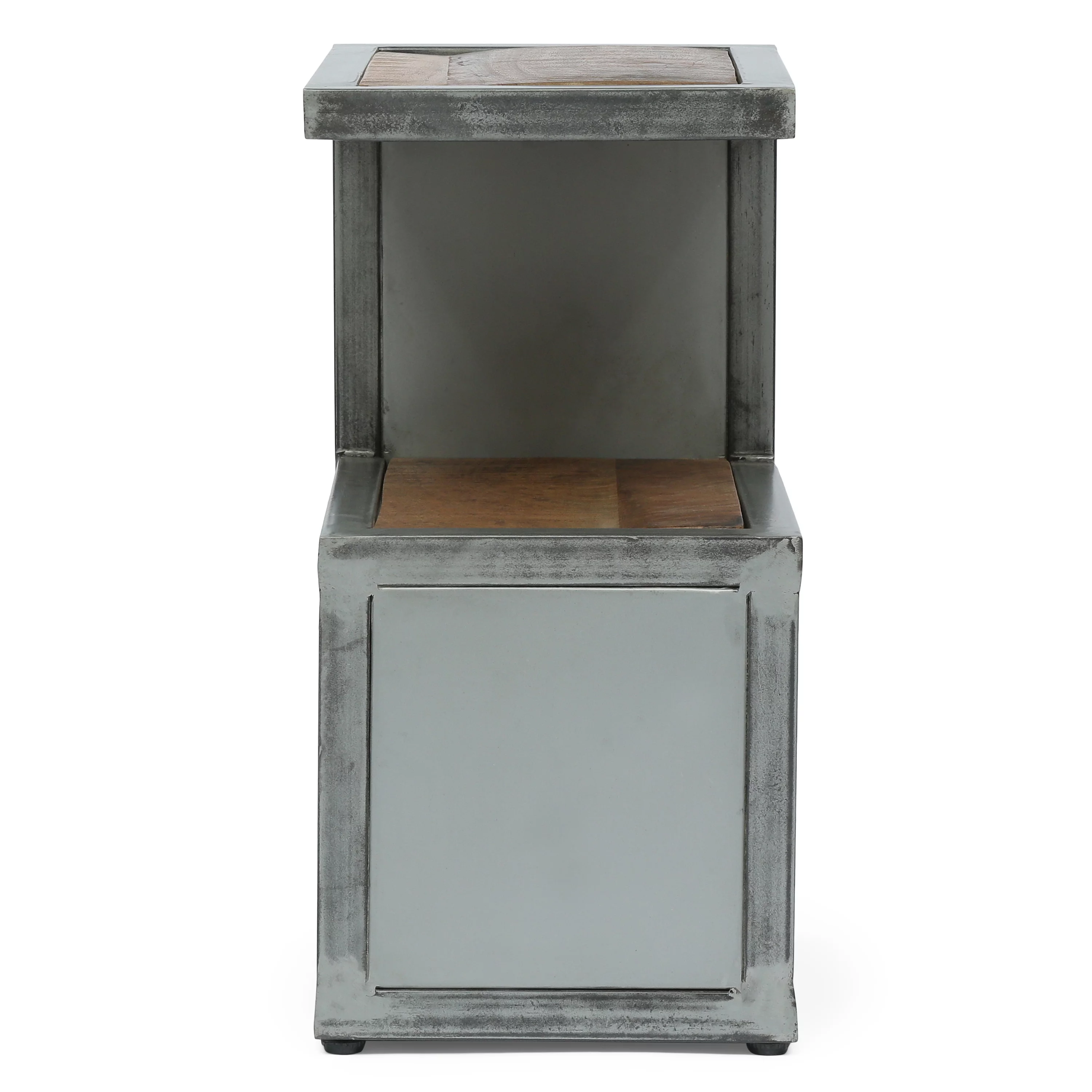 GDF Studio Clary Modern Industrial Handcrafted Mango Wood Side Table, Natural and Gray