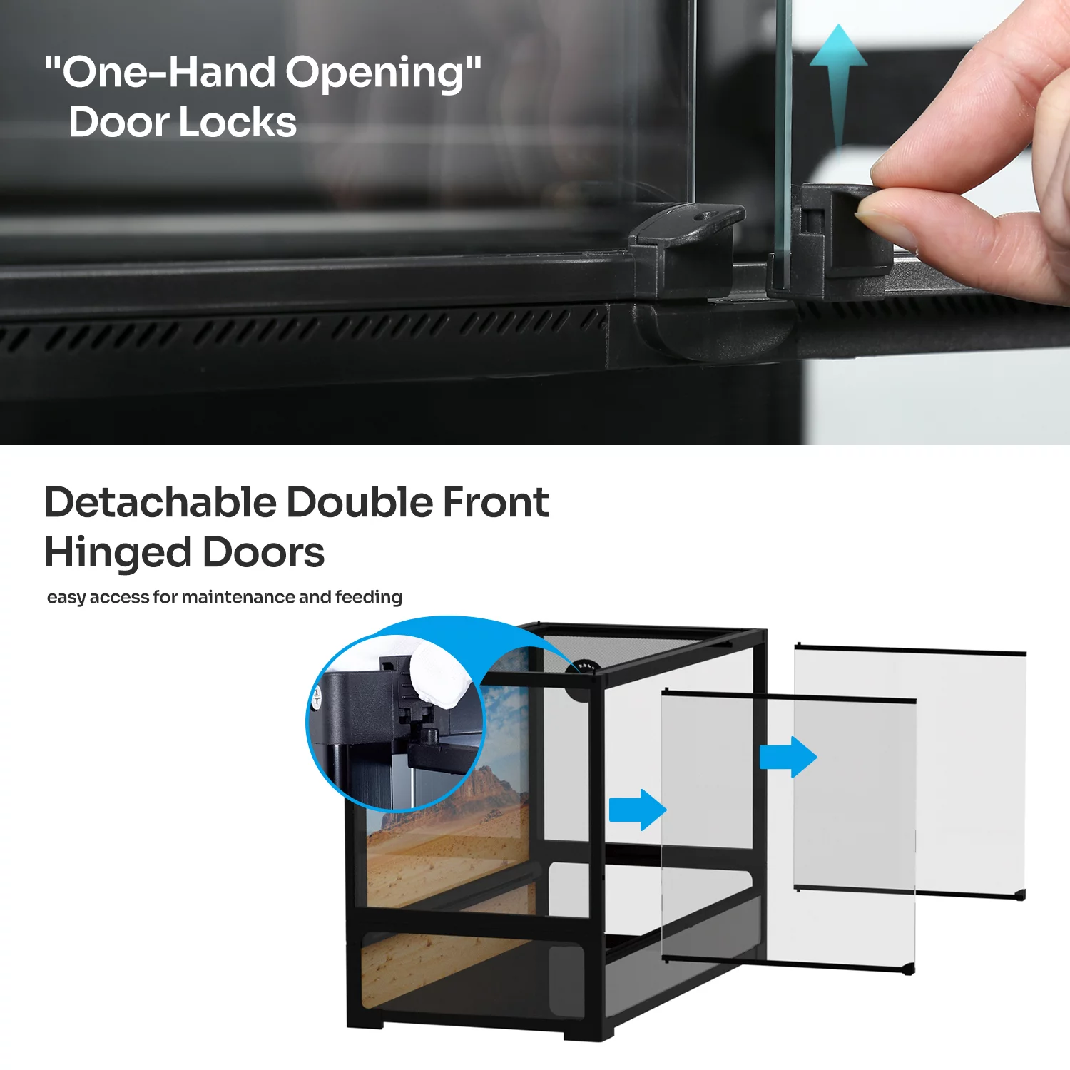 REPTI ZOO New Designed Collapsible Reptile Terrarium 67 Gallon, Full Tempered Glass Reptile Tank 36