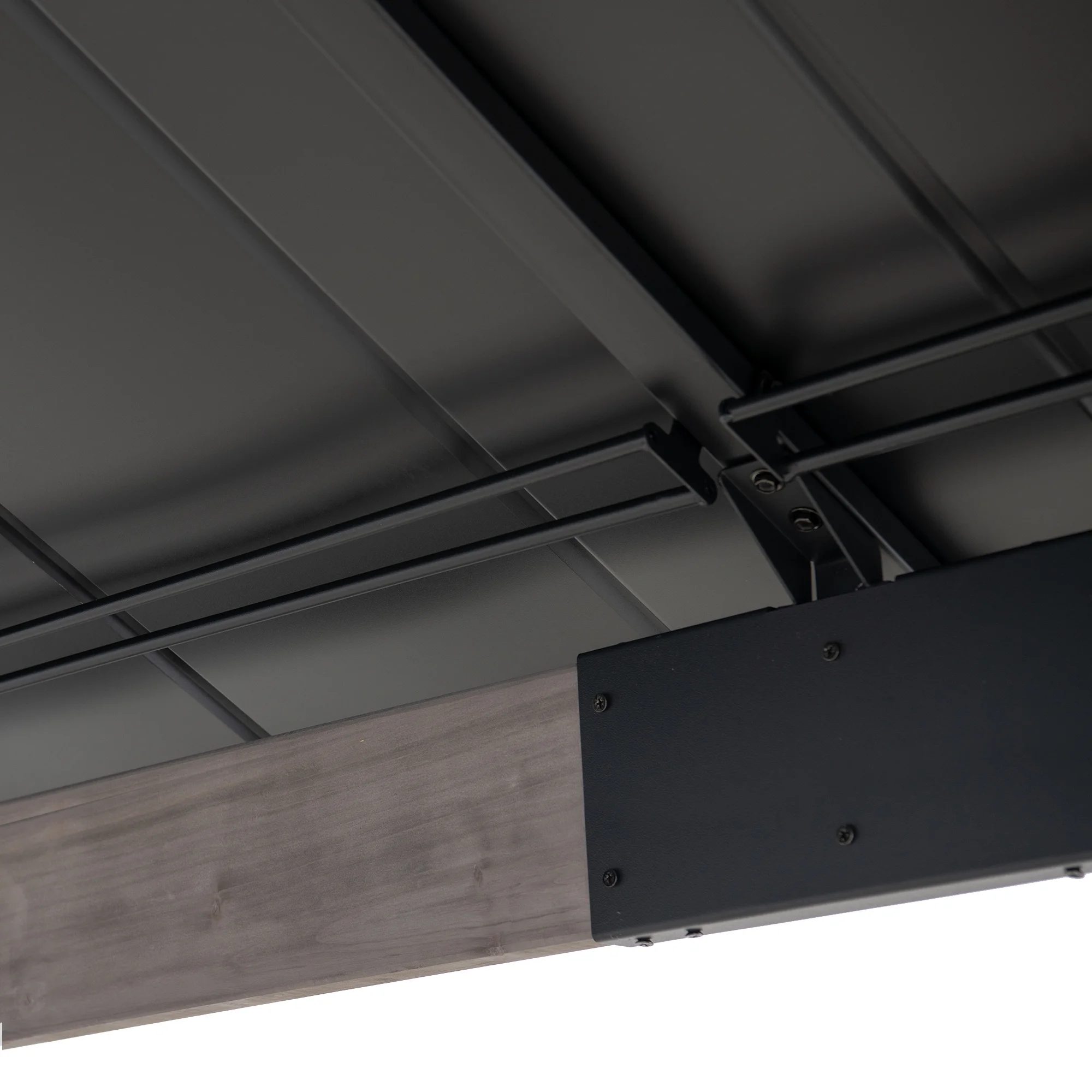 Sunjoy 13 ft. x 15 ft. Cedar Framed Gazebo with Black Steel and Polycarbonate Hip Roof Hardtop