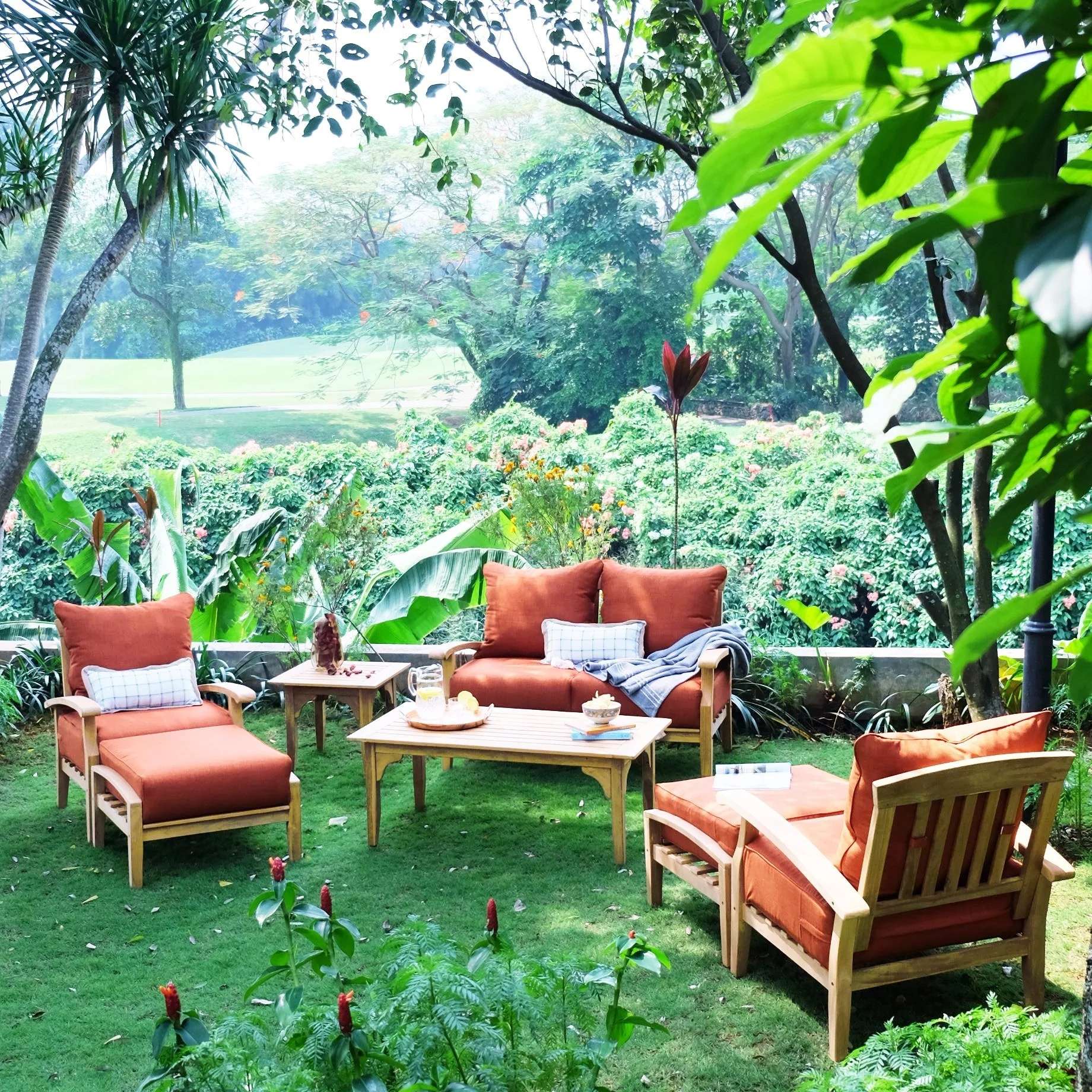 Cambridge Casual  Leon Teak Patio Coffee Table Weathered Gray