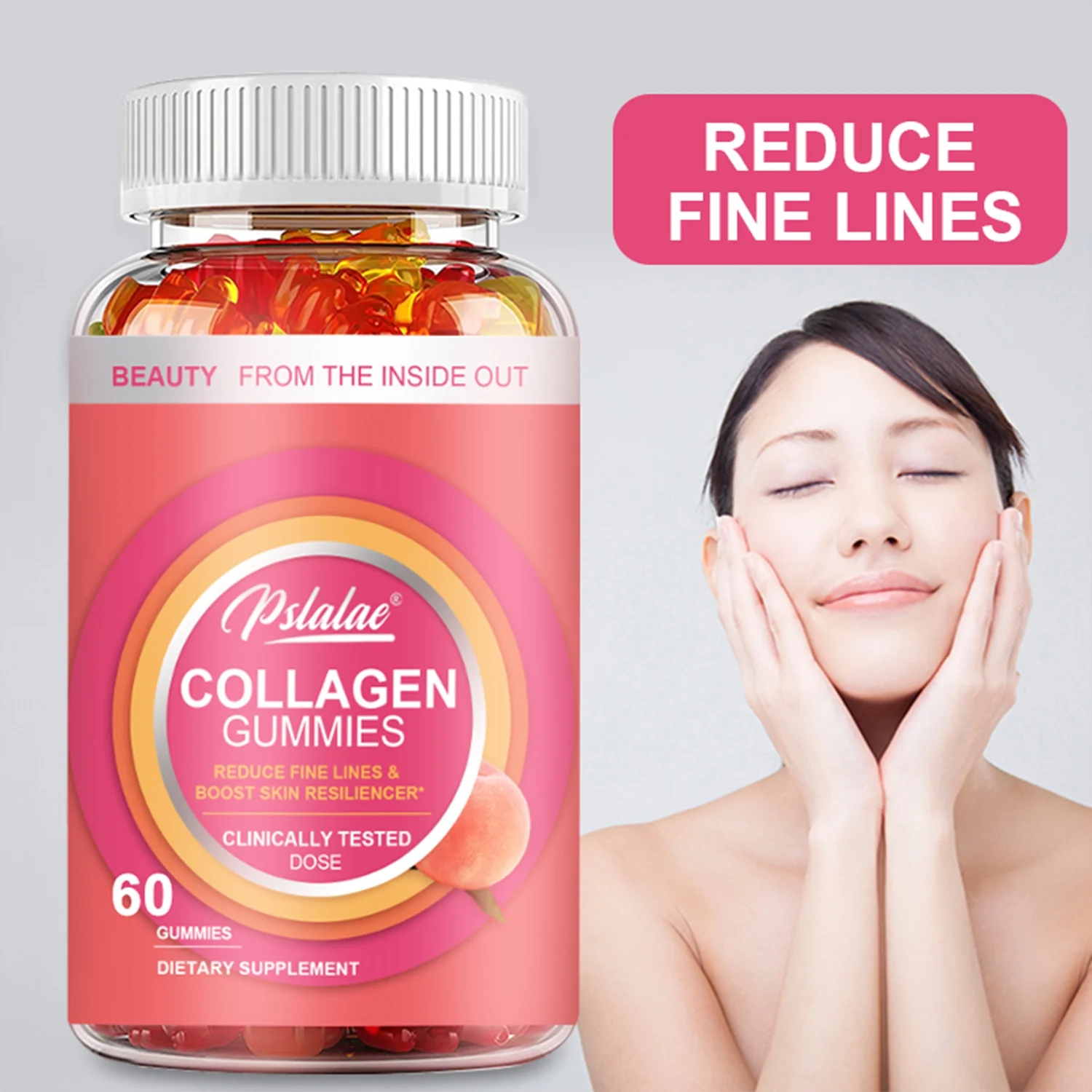 Pslalae Collagen Gummies 2500mg - Anti-aging, Firm Skin, for Hair, Skin and Nails (30/60/100pcs)