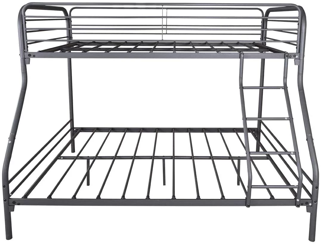 YANRUI Twin-Over-Full Bunk Bed with Metal Frame and Ladder,Black
