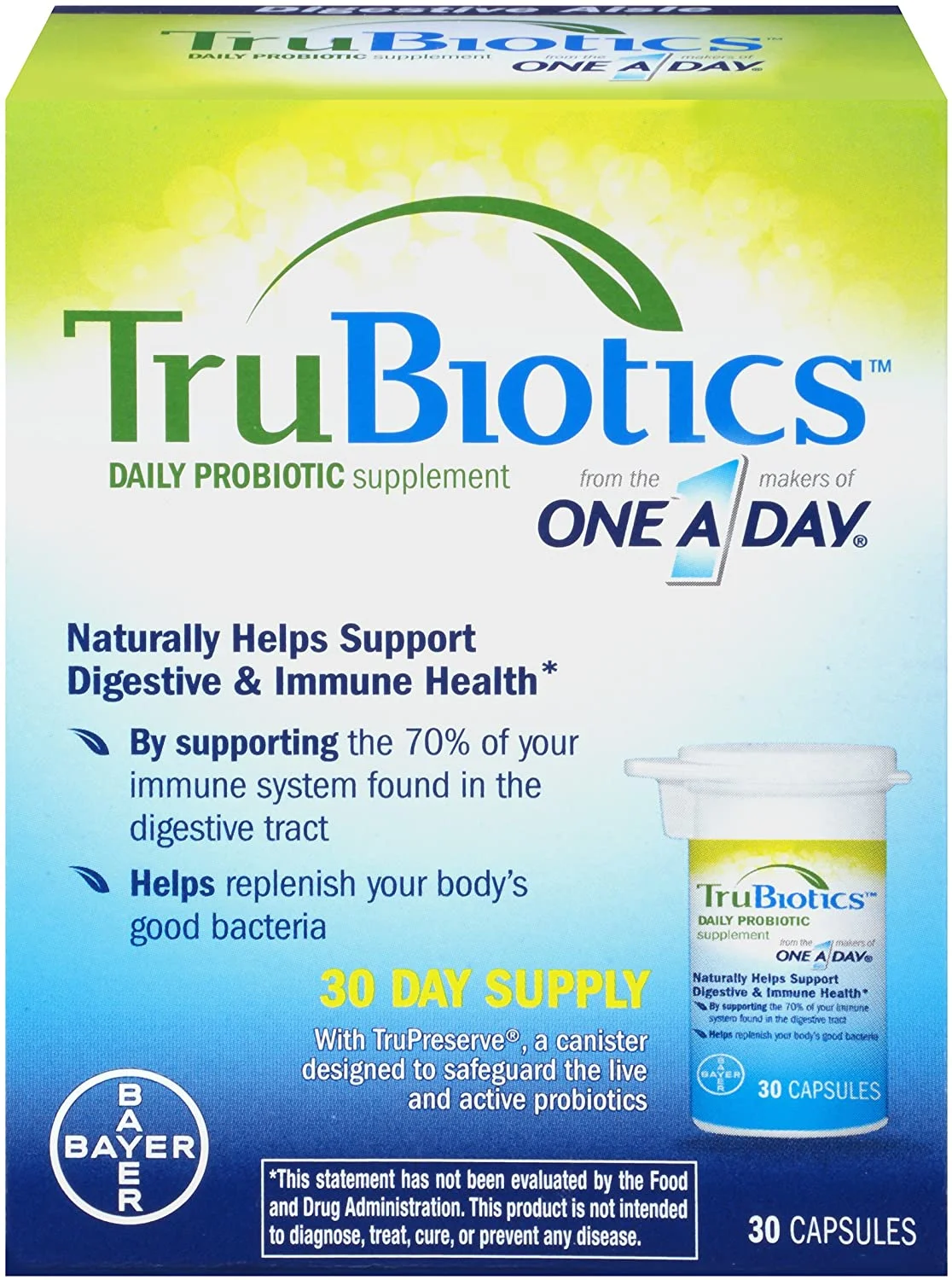 TruBiotics Daily Probiotic Supplement Capsules 30 ea (Pack of 3)
