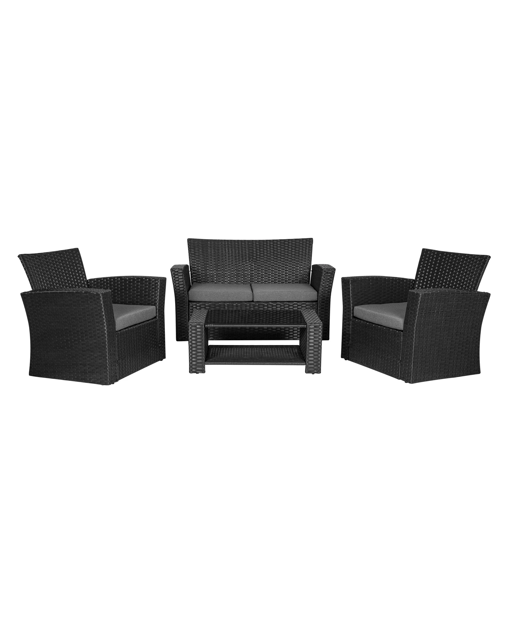 WestinTrends 4-Piece Outdoor Patio Conversation Sofa Set with Cushions, Black/Gray