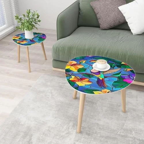 HYHBIBOOM Small Coffee Nesting  Abstract Stained Glass Mosaic Triangle End  Center   Modern   Room Bedroom Balcony