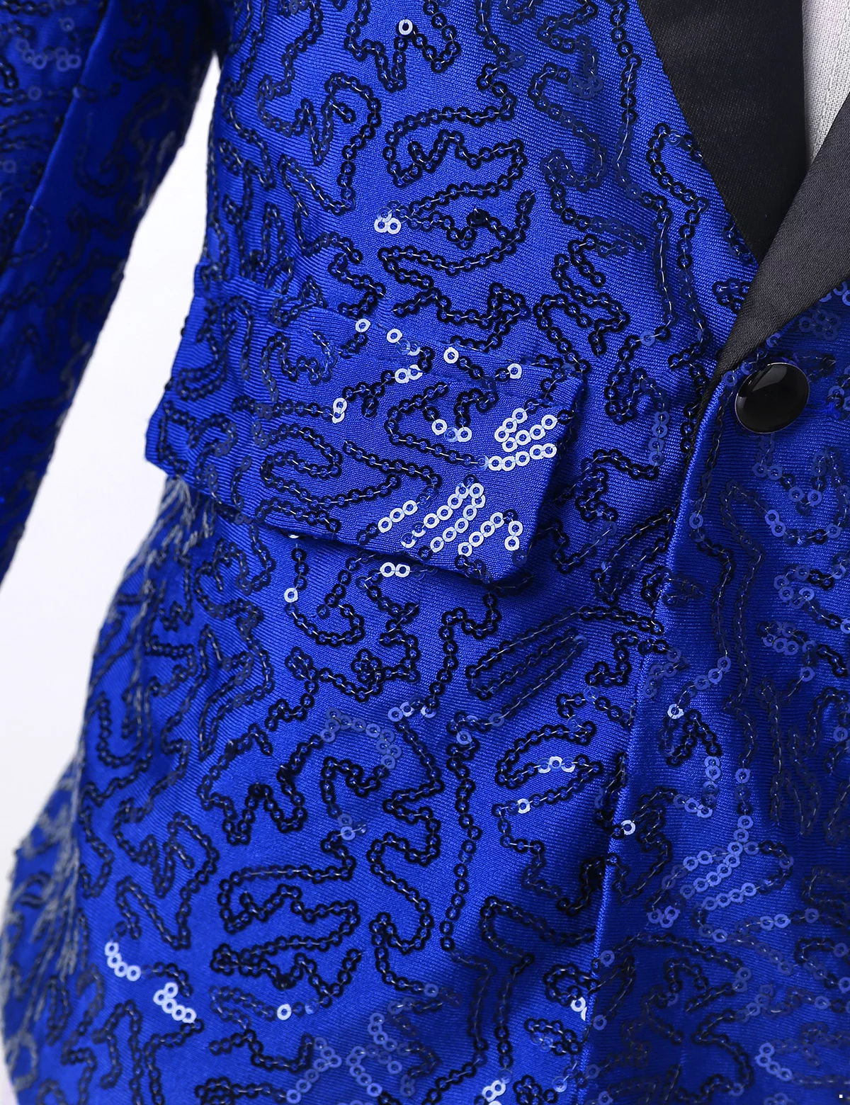 Miaeowve Kids Boys Shiny Sequins Wedding Pageant Tuxedo Suits Blazer Coat Long Sleeves Modern Dance Jacket Blue 12