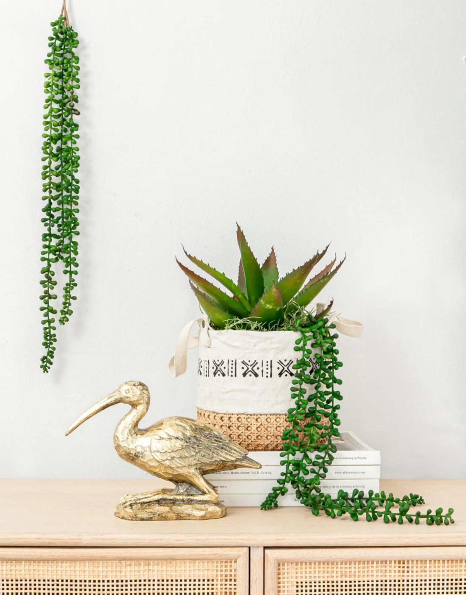 CC Home Furnishings Print Trim Caning Pattern Basket Planters - 7.75