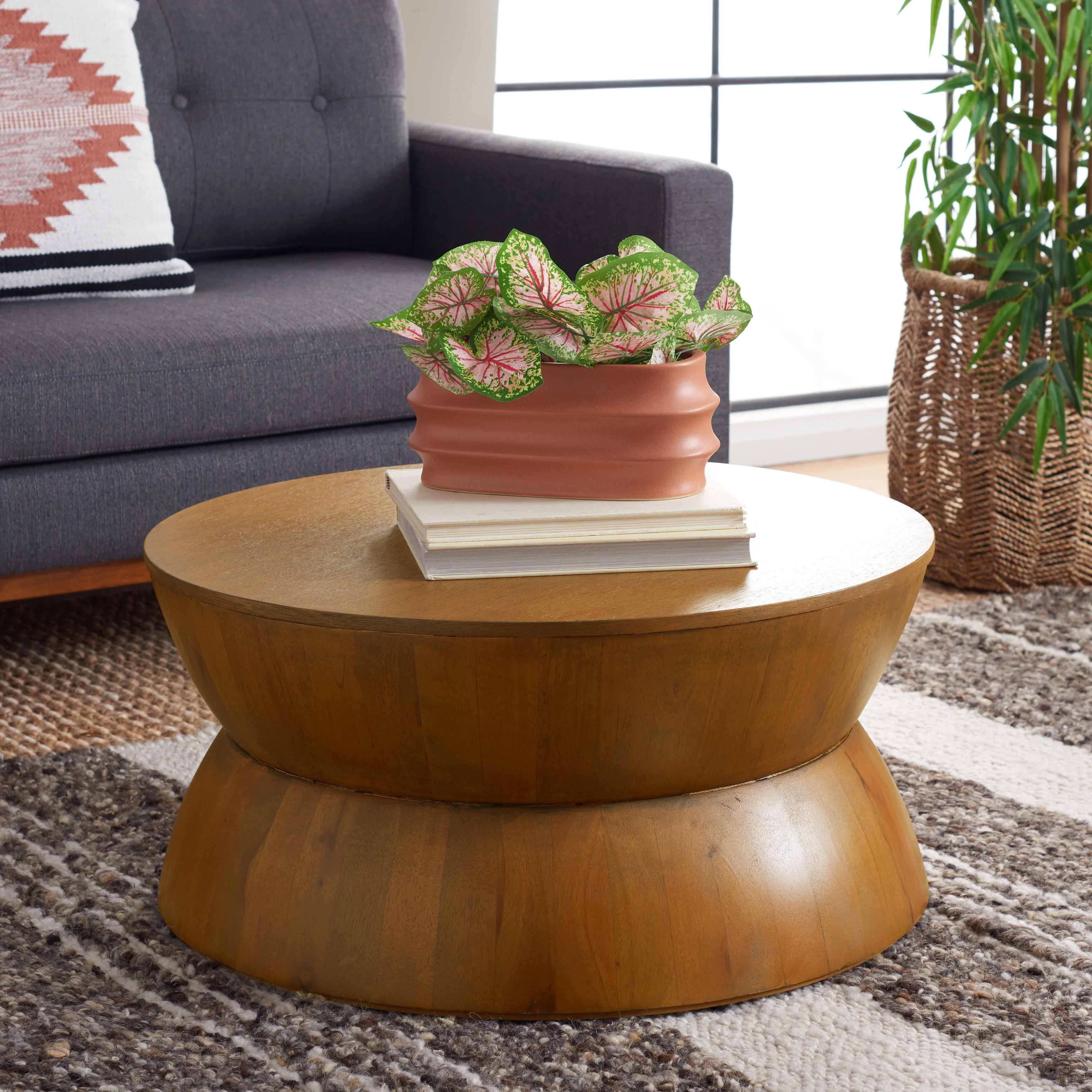 SAFAVIEH Alecto Modern Natural Finish Round Wood Coffee Table (30 in. W x 30 in. D x 14 in. H)