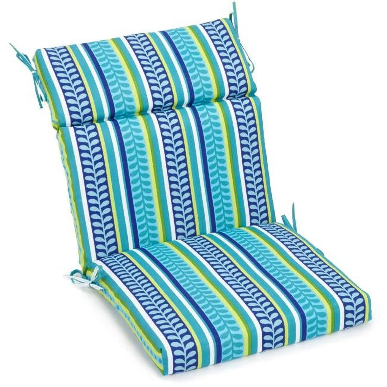 20 x 42 in. Spun Polyester Patterned Outdoor Squared Seat & Back Chair Cushion, Pike Azure