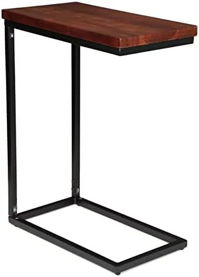 Espresso Wood TV Tray C Shaped Side Table - 26